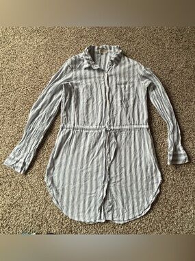 4our Dreamers Blue & White Striped Shirt Dress. Size small